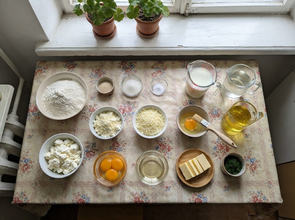 The ingredients for Eer nan, measured out on the counter