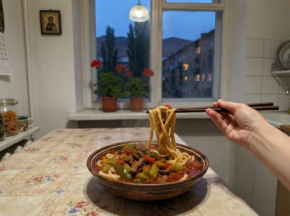 Laghman, homemade